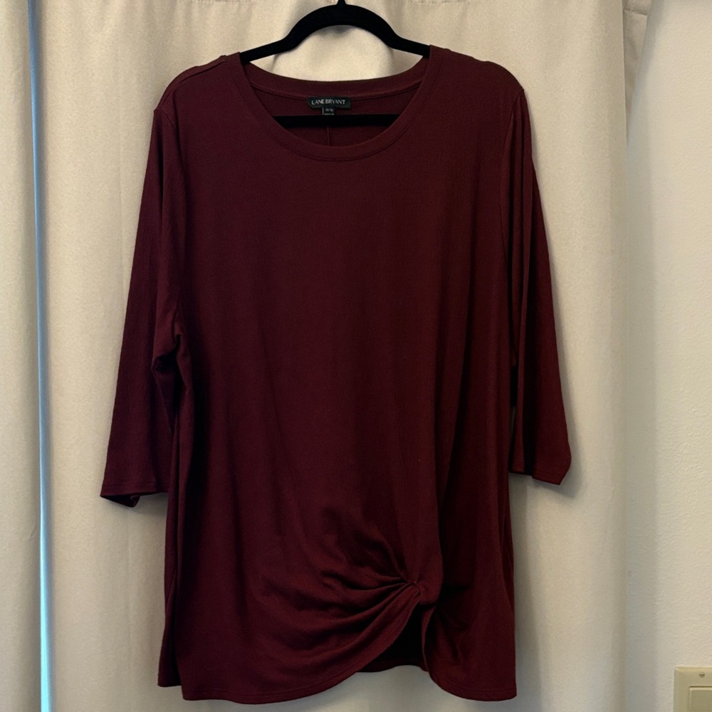 Lane Bryant Burgundy Twist Front Blouse